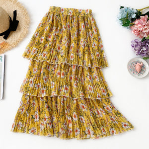 Floral Tiered Print Skirt