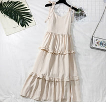 Load image into Gallery viewer, SKOONHEID Cotton Linen Strap Long Dress