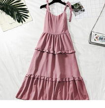 Load image into Gallery viewer, SKOONHEID Cotton Linen Strap Long Dress