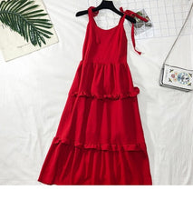 Load image into Gallery viewer, SKOONHEID Cotton Linen Strap Long Dress
