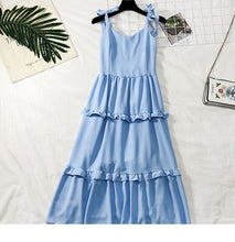 Load image into Gallery viewer, SKOONHEID Cotton Linen Strap Long Dress