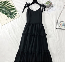 Load image into Gallery viewer, SKOONHEID Cotton Linen Strap Long Dress